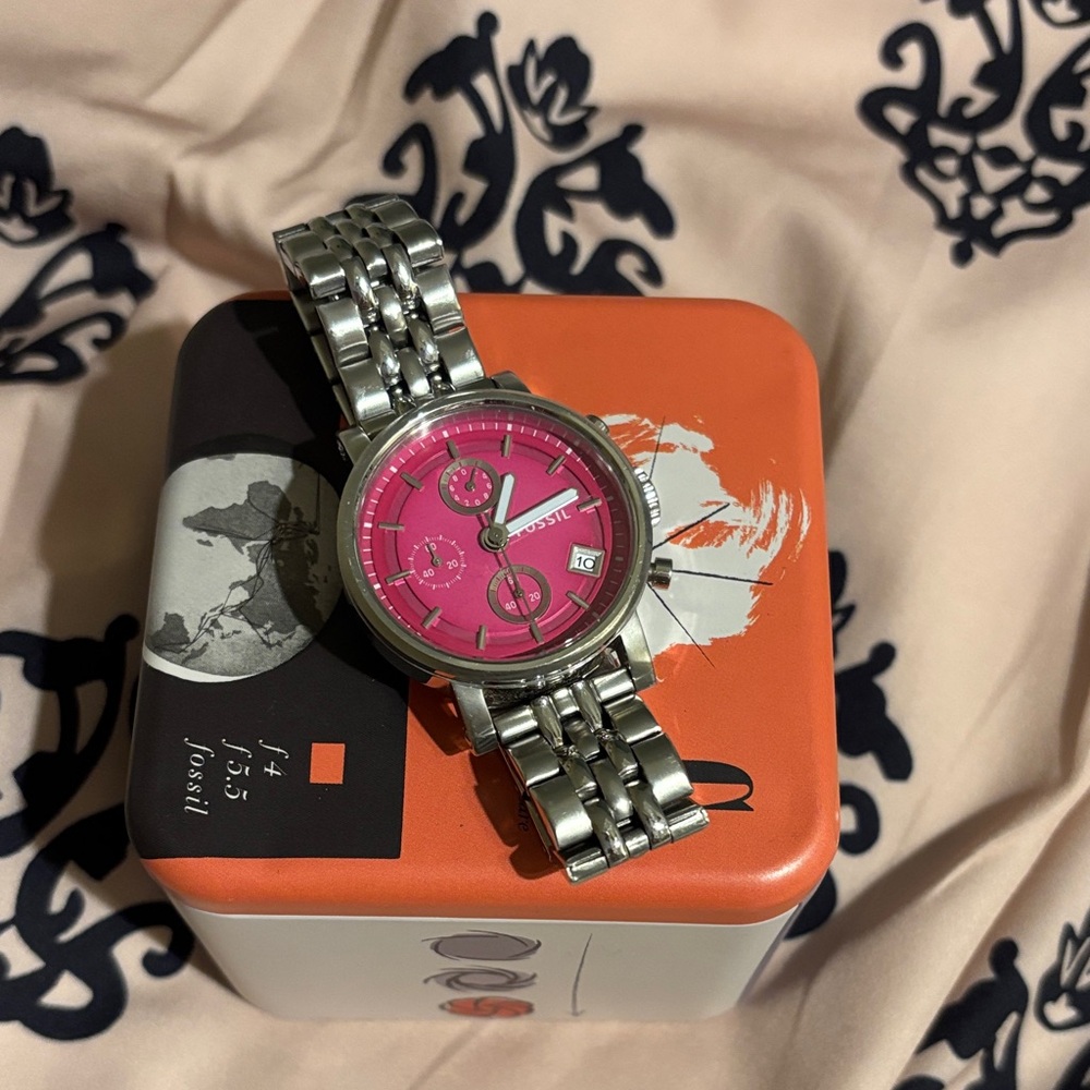 Fossil silver and Pink Women's Watch